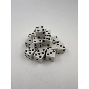 19 16mm White with Black Numbers Six Sided Dice